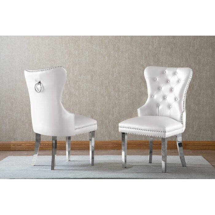 39'' H X 25'' W X 22'' D Buschwick Tufted Side Chair in White (Set of 2)