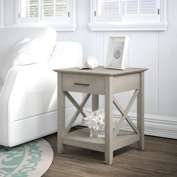 Key West End Table W/ Storage in Washed Gray 7698RR