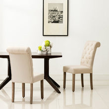 Load image into Gallery viewer, Tufted Roll Top Dining Chairs in Ivory (Set of Two) #9561
