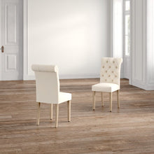 Load image into Gallery viewer, Tufted Roll Top Dining Chairs in Ivory (Set of Two) #9561
