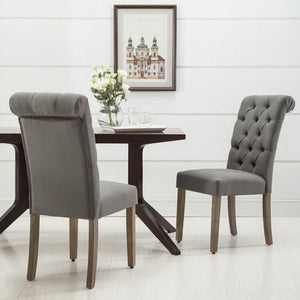SET OF 2 Bushey Roll Top Tufted Upholstered Side Chair 7383