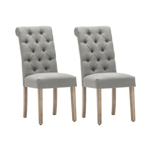 SET OF 2 Bushey Roll Top Tufted Upholstered Side Chair 7383