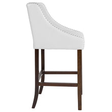Load image into Gallery viewer, 30&quot; High Transitional Tufted Walnut Barstool with Accent Nail Trim in White
