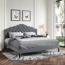 Load image into Gallery viewer, Upholstered Bed Frame with Adjustable Headboard, Diamond Button Tufted, Heavy Duty Wood Slat, No Box Spring Needed, King
