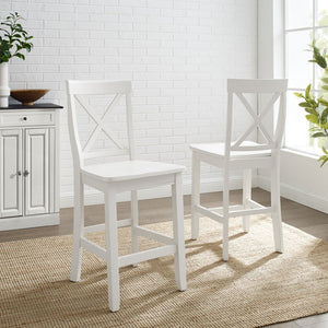 2 Crosley White Wood Counter Height Stools
