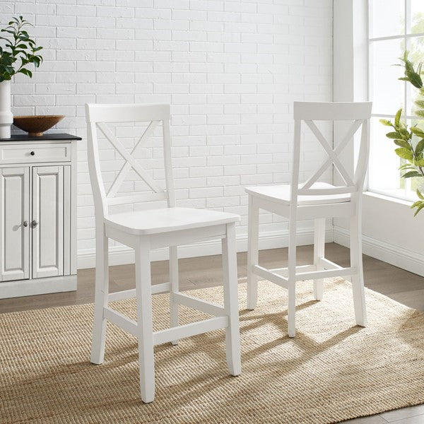 2 Crosley White Wood Counter Height Stools