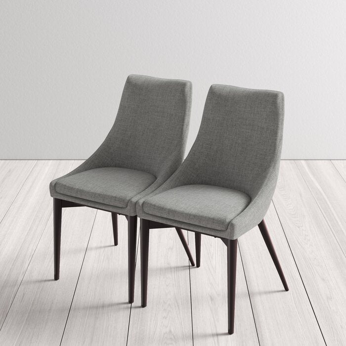 Cade Linen Upholstered Dining Chair (Set of 2), Grey Fabric, #6359