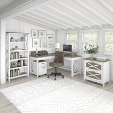 Load image into Gallery viewer, Shiplap Gray/White Cadell L-Shape Desk
