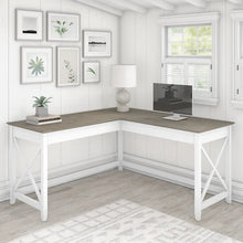 Load image into Gallery viewer, Shiplap Gray/White Cadell L-Shape Desk

