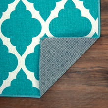 Load image into Gallery viewer, Cafaro Flatweave Performance Teal/White Rug
