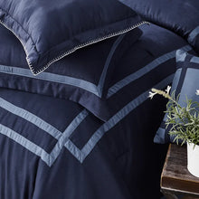Load image into Gallery viewer, King Comforter + 7 Additional Pieces Navy Caigan Microfiber 8 Piece Comforter Set
