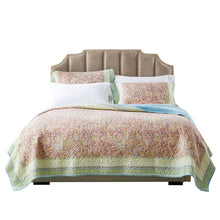 Load image into Gallery viewer, Caigan Muted Soft Blue/Soft Green/Rose Pink Standard Cotton 126 TC Reversible Eclectic Quilt Set, EC1023
