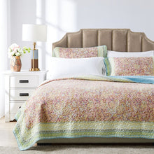 Load image into Gallery viewer, Caigan Muted Soft Blue/Soft Green/Rose Pink Standard Cotton 126 TC Reversible Eclectic Quilt Set, EC1023
