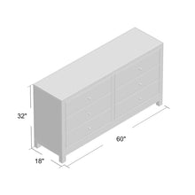 Load image into Gallery viewer, Antique Silver Cain 6 Drawer 60&#39;&#39; W Double Dresser 7741RR
