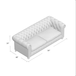 Caine Faux Leather Rolled Arm Chesterfield Sofa 1263CDR