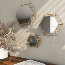 Load image into Gallery viewer, Cajuan 3 Piece Hexagonal Wall Mirror Set
