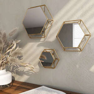 Cajuan 3 Piece Hexagonal Wall Mirror Set