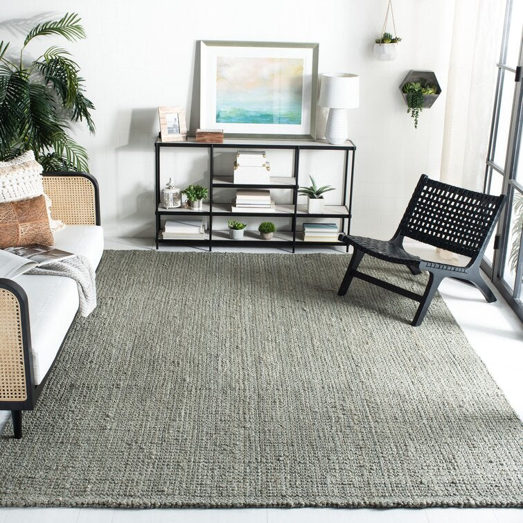 Calidia Handmade Handwoven Jute/Sisal Area Rug in Grey/Green, Rectangle 3' x 5'