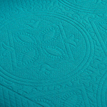 Load image into Gallery viewer, Queen Bedspread + 2 Shams Peacock Blue Callicoon Standard Cotton 330 TC Coverlet / Bedspread Set
