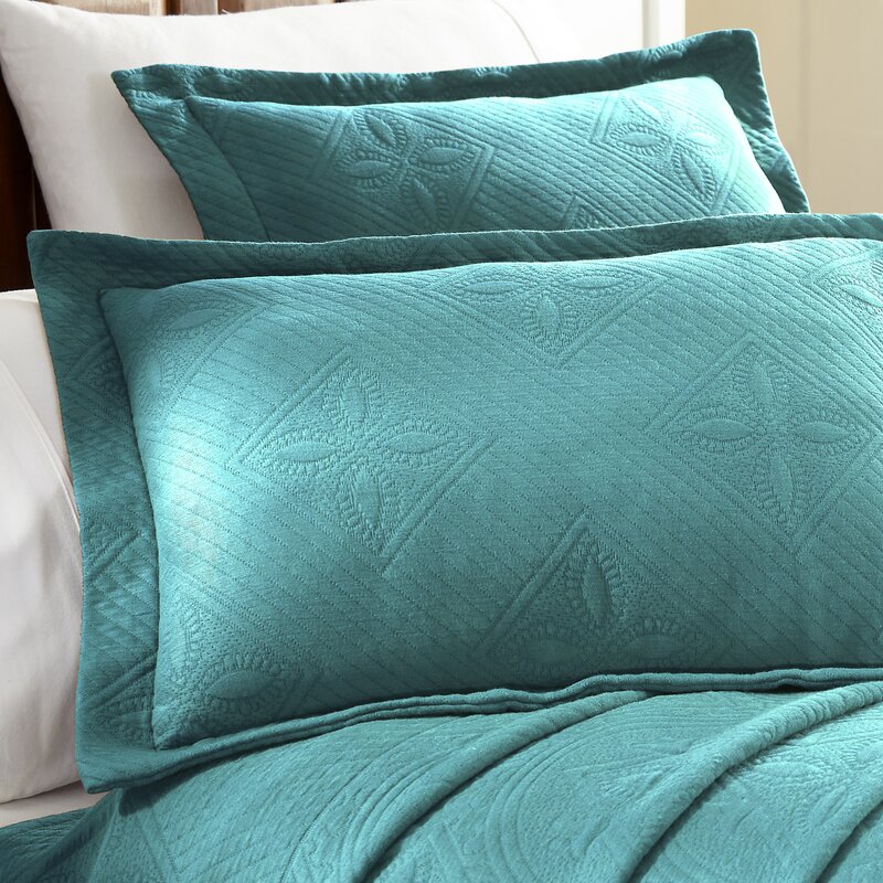 Queen Bedspread + 2 Shams Peacock Blue Callicoon Standard Cotton 330 TC Coverlet / Bedspread Set