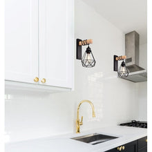 Load image into Gallery viewer, Cameron-Ryan Black Wall Sconce Industrial Wood Wall lighting fixture 1-Light - 2 Boxes
