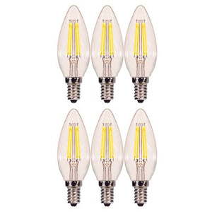 4 Watt (40 Watt Equivalent), C11 LED, Dimmable Light Bulb, E12/Candelabra Base : (Set of 6) - 429DC