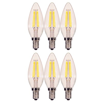4 Watt (40 Watt Equivalent), C11 LED, Dimmable Light Bulb, E12/Candelabra Base : (Set of 6) - 429DC