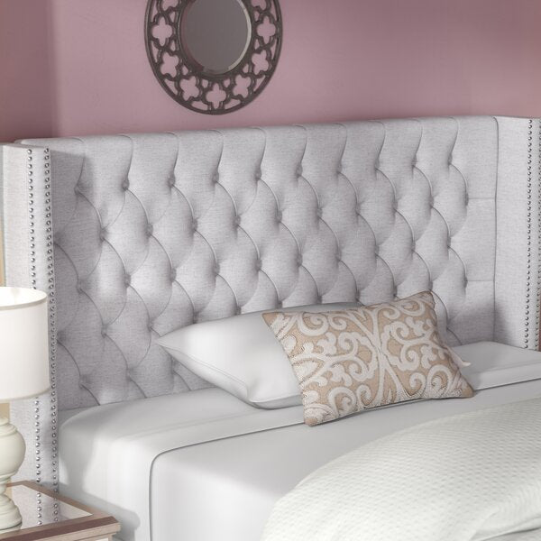 Candice Upholstered Wingback Headboard Queen Gray 3390RR