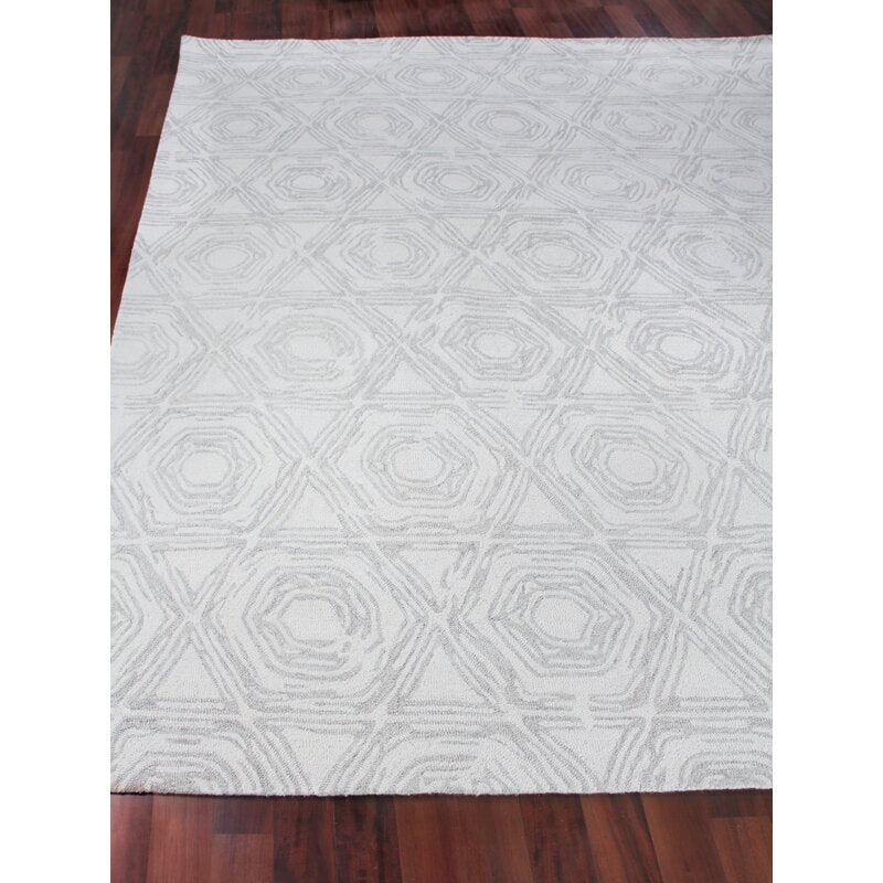 Caprice Geometric Handmade Tufted Wool Gray Area Rug 5532RR