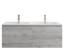 Load image into Gallery viewer, AIPO 48" Double Sink Wall Mount Vanity Reinforced PVC, No Faucet, White Gray Oak MRM3487
