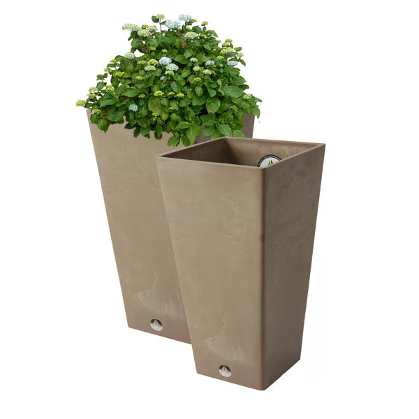 Taupe Cara 2-Piece Self-Watering Composite Pot Planter Set (Set of 1 ONLY)