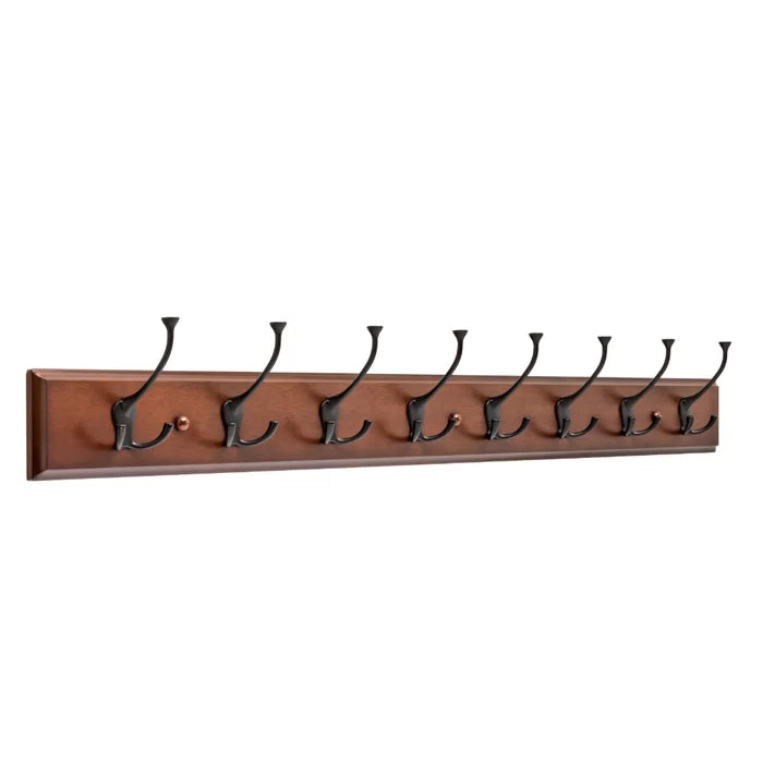 Cocoa/Black Carlens 45'' Wide 8 - Hook Wall Mounted Coat Rack