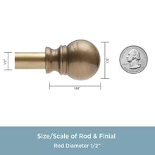 Load image into Gallery viewer, 28&quot; - 48&quot; Brushed Brass Carlyne Adjustable 0.5&quot; Single Curtain Rod
