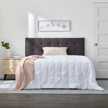 Load image into Gallery viewer, Queen Charcoal Carlysle Upholstered Solid Wood Panel Headboard
