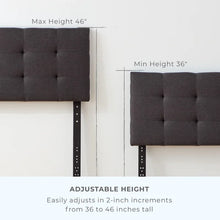 Load image into Gallery viewer, Queen Charcoal Carlysle Upholstered Solid Wood Panel Headboard

