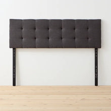 Load image into Gallery viewer, Queen Charcoal Carlysle Upholstered Solid Wood Panel Headboard
