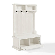 Load image into Gallery viewer, Distressed White Carmel 40&#39;&#39; Wide Hall Tree with Bench and Shoe Storage
