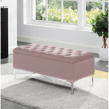 Load image into Gallery viewer, Baby Pink Carmel Barrie Upholstered Flip Top Storage Bench

