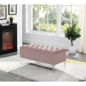 Baby Pink Carmel Barrie Upholstered Flip Top Storage Bench