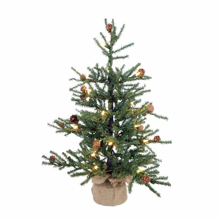 Carmel Pine 2' Lighted Artificial Pine Christmas Tree
