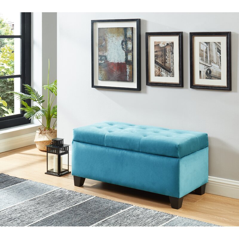 Carmelita 35.5'' Wide Velvet Tufted Rectangle Storage Ottoman with Storage OG299