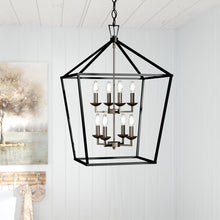 Load image into Gallery viewer, 29.5&quot; H x 19&quot; W x 19&quot; D Polished Chrome/Black Carmen 8 - Light Lantern Geometric Chandelier 823AH
