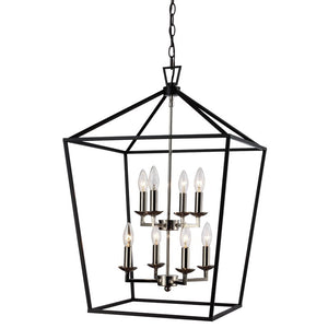 29.5" H x 19" W x 19" D Polished Chrome/Black Carmen 8 - Light Lantern Geometric Chandelier 823AH