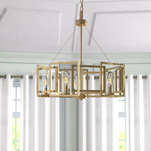 Load image into Gallery viewer, White Gold Carmona 5 - Light Unique Drum Chandelier
