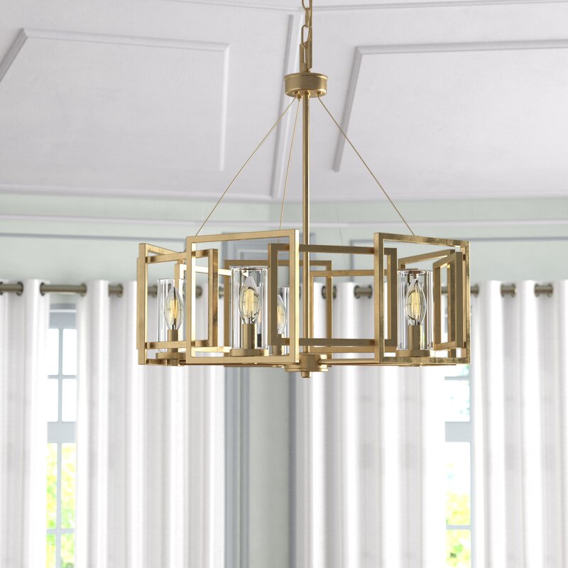 White Gold Carmona 5 - Light Unique Drum Chandelier