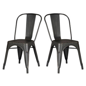 Distressed Black Carriage Hill Metal Slat Back Side Chair (Set of 2) 7182