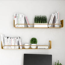 Load image into Gallery viewer, Lacktorp Modern Wall Shelf (Set of 2) - 5.5&quot;H x 34&quot;W x 5.5&quot;D - Gold
