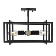 Load image into Gallery viewer, Cartee 4 - Light 15.5&#39;&#39; Caged Square/Rectangle Semi Flush Mount
