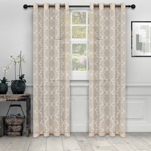 Cartensen Quatrefoil Trellis Semi-Sheer Grommet Curtain Panels (Set of 2 - 52" x 84") #9708