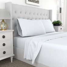 Load image into Gallery viewer, Queen White Casserly 400 Thread Count 100% Cotton Percale Sheet Set
